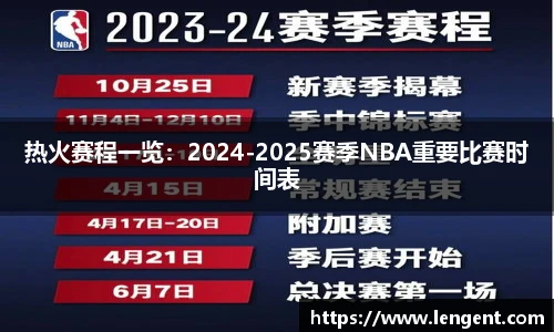热火赛程一览：2024-2025赛季NBA重要比赛时间表